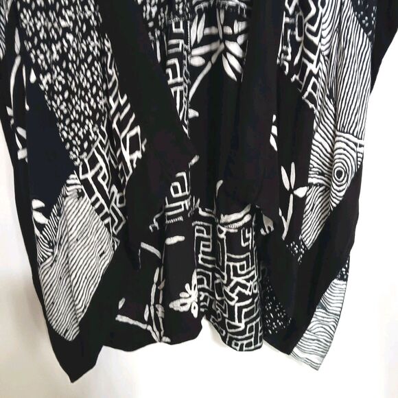 Soft Surroundings Black & White Patchwork Kimono Cardigan One Size Abstract - Picture 4 of 12